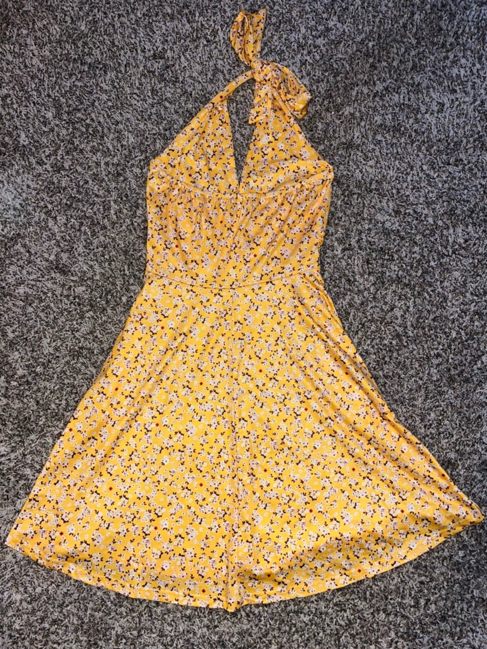 Yellow Floral Halter Midi Dress - Picture 4 of 6
